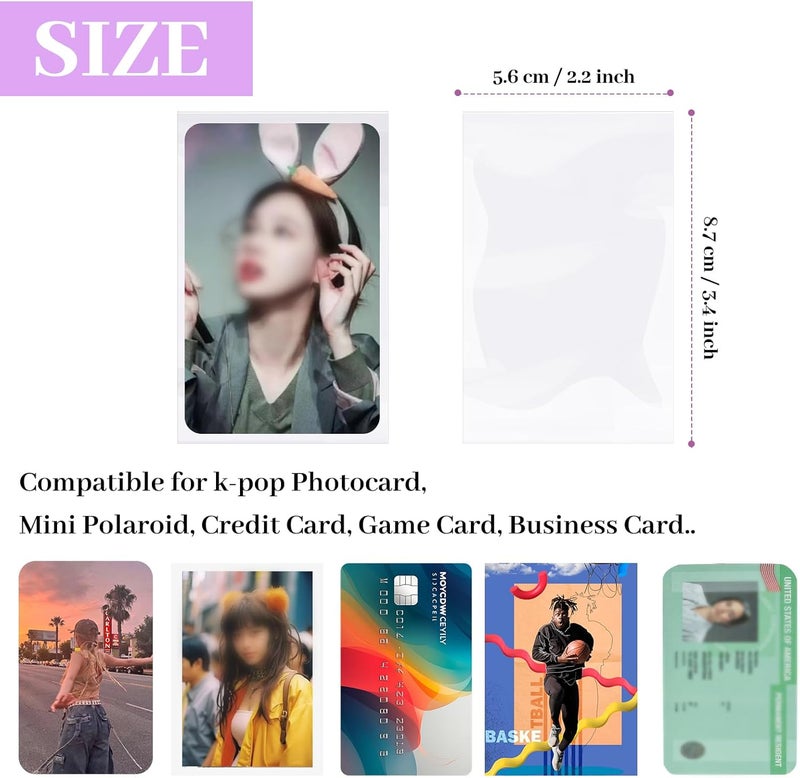 Monigte 100 Pcs photocard Sleeves, 57x88mm Ultra Clear and Thick Sleeves Idol Photo Cards Protector Trading Cards Shield Cover - Image 2